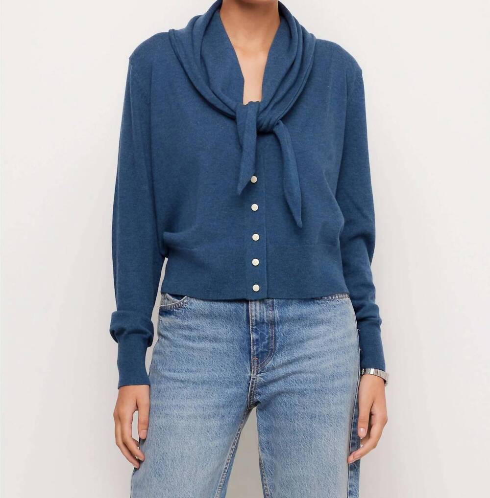 NEW FIFTEEN TWENTY wren scarf cardigan in medium blue